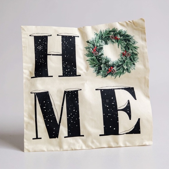 Festive Cream and Black Holiday Pillow Cover - Picture 2 of 3